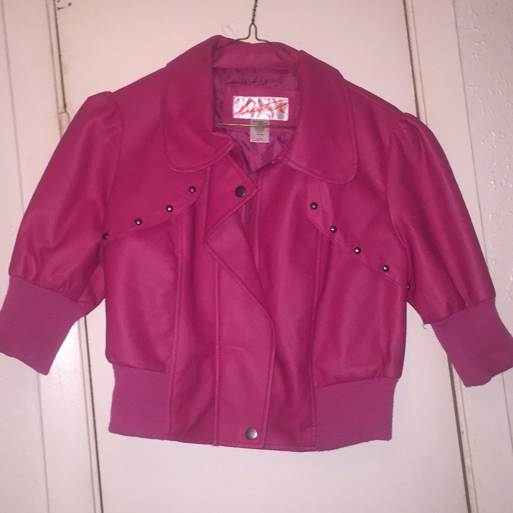 Pink leather jacket